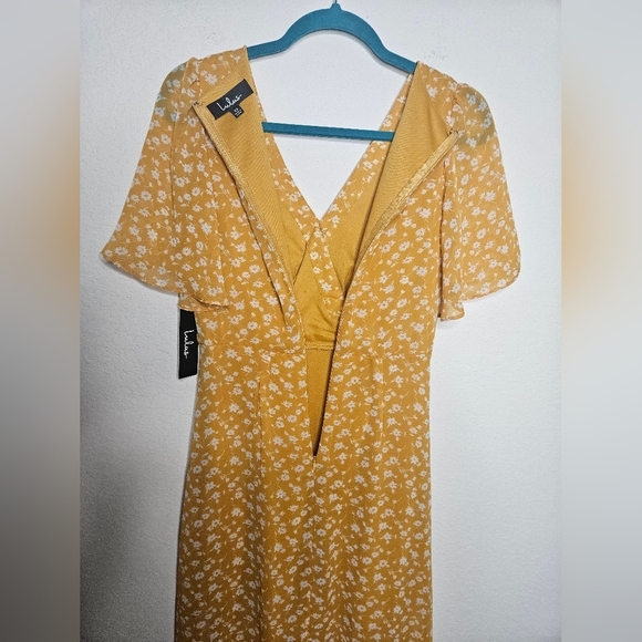 NWT Lulu's After-Bloom Delight Golden Yellow Ditsy Floral Print Midi Dress XS - Picture 12 of 16
